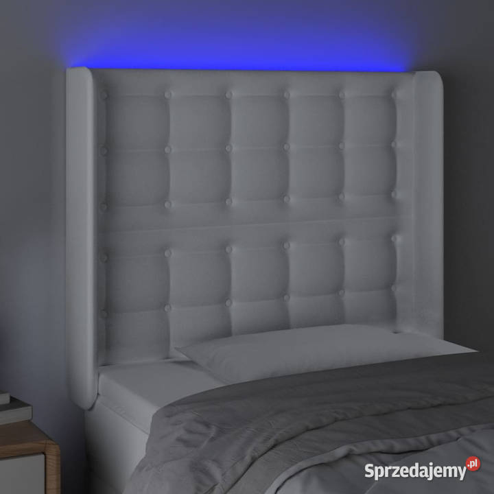 Zagłówek do łóżka z LED biały 103x16x118128 Warszawa