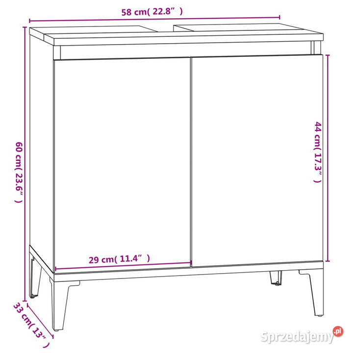Szafka pod umywalkę czarna 58x33x60 WM821261 Warszawa