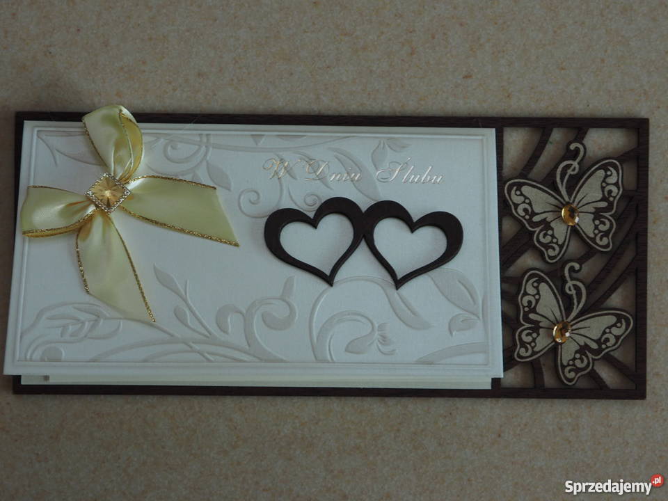 Kartka Ślubna Ślub Karta Drewno Motyl Wesele Warszawa