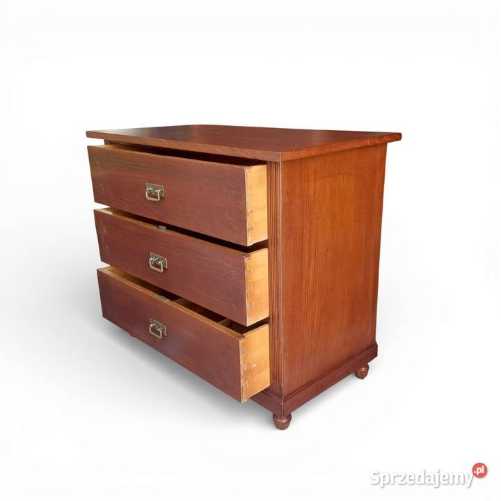 Komoda Secesyjna 3 szufladowa Fornir mahoń