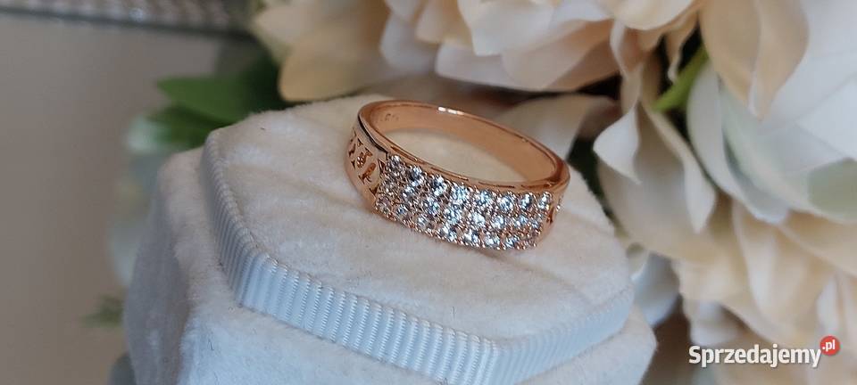 Pierścionek z cyrkoniami Różowe złoto 585 Pierścionki sprzedam