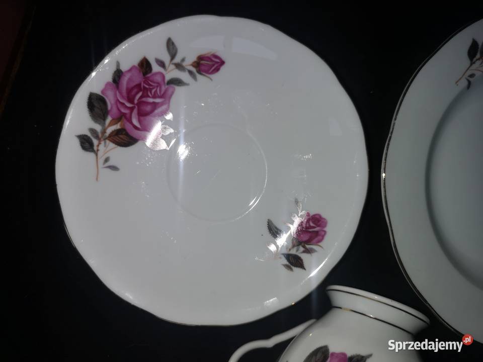Filiżanka z talerzykiem deserowym róża Made in Gdańsk