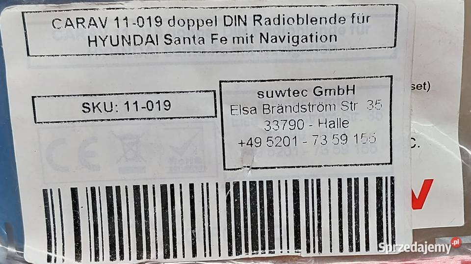 RAMKA RADIA 2 DIN HYUNDAI SANTA FE II 0710 CARAV osobowe Mielęcin
