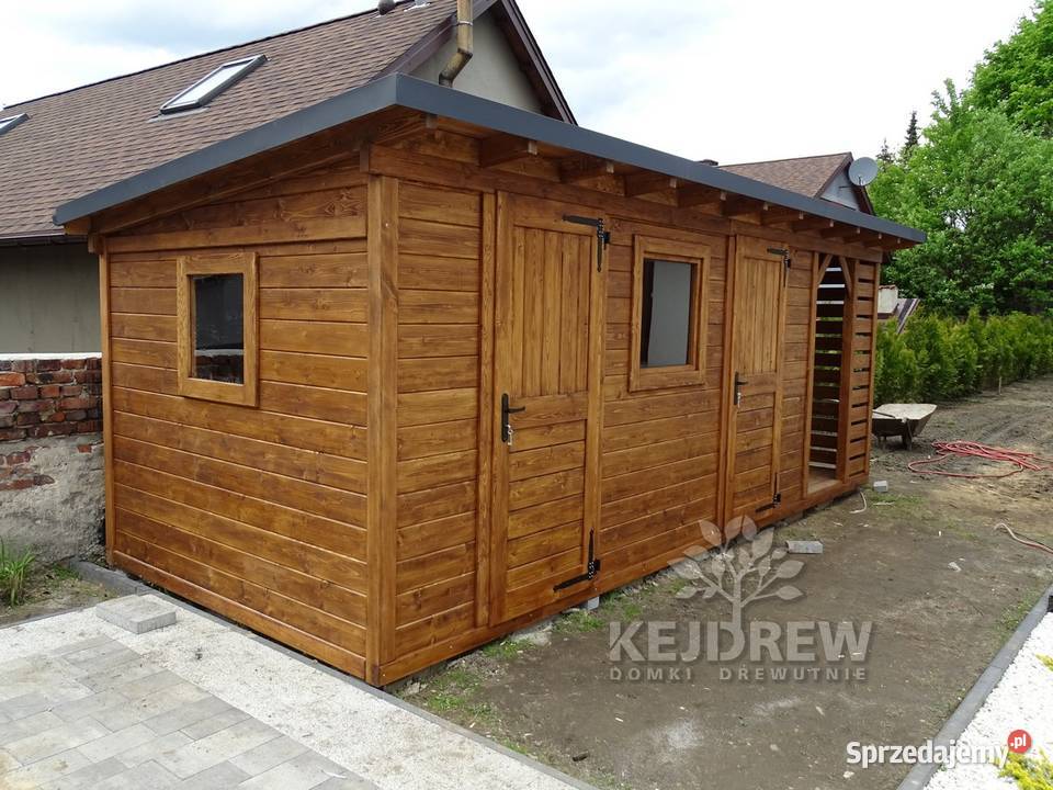 Nowoczesny domek narzędziowy z drewutnią Domki narzędziowe