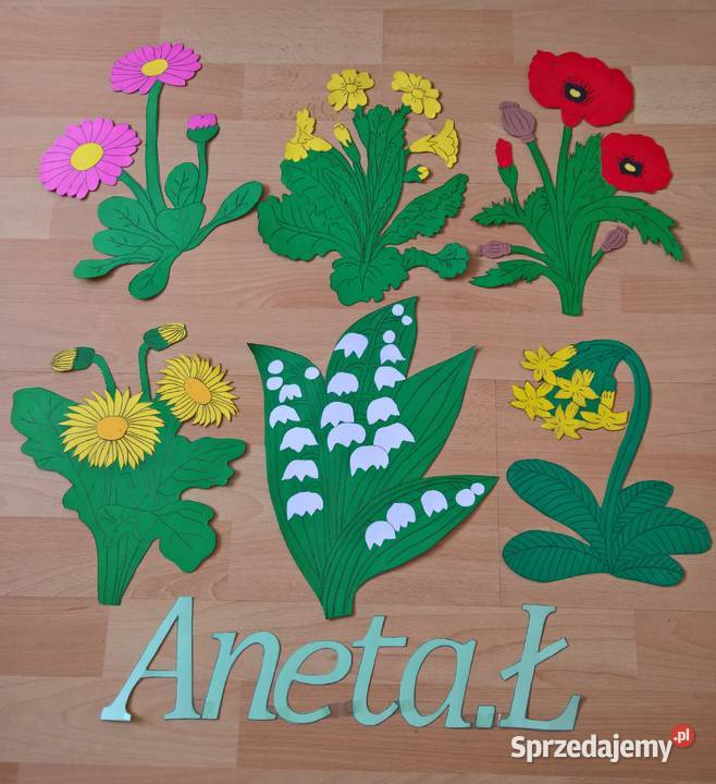 Dekoracje dwustronne okienne wiosenne z brystolu