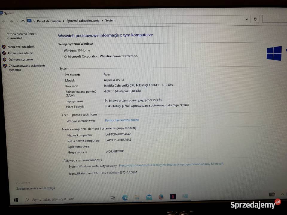 ACER Aspire 3 A31531 156 LAPTOP Intel Celeron Warszawa