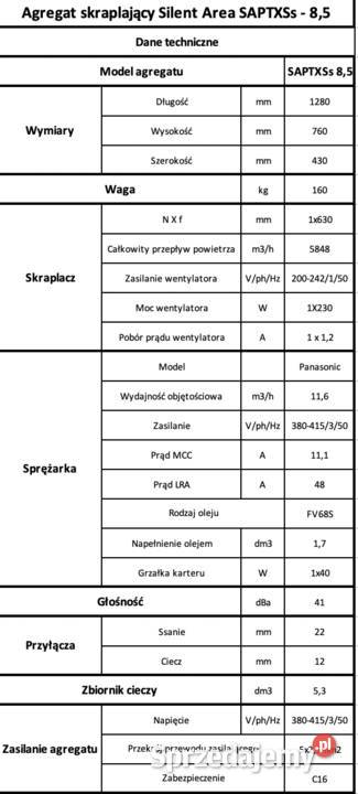 Agregat skraplający Silent SAPTXSs 85 8 kW Łódź