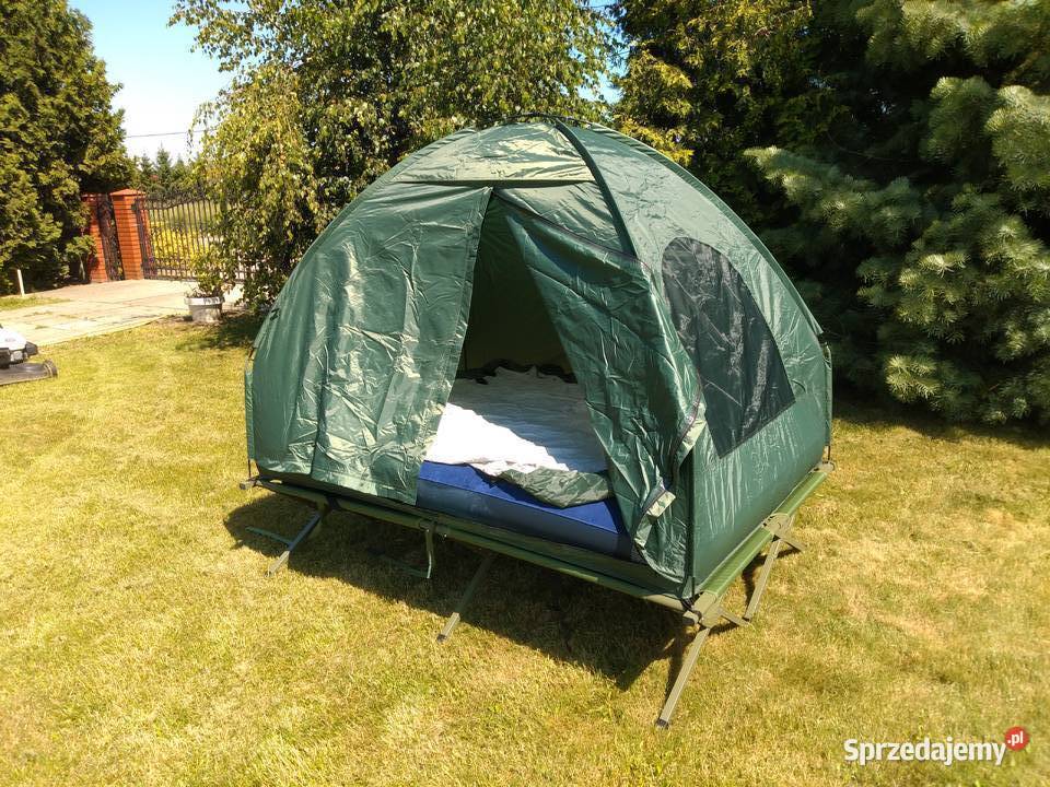 sprzedam namiot z lozkiem polowym stan kompletmy