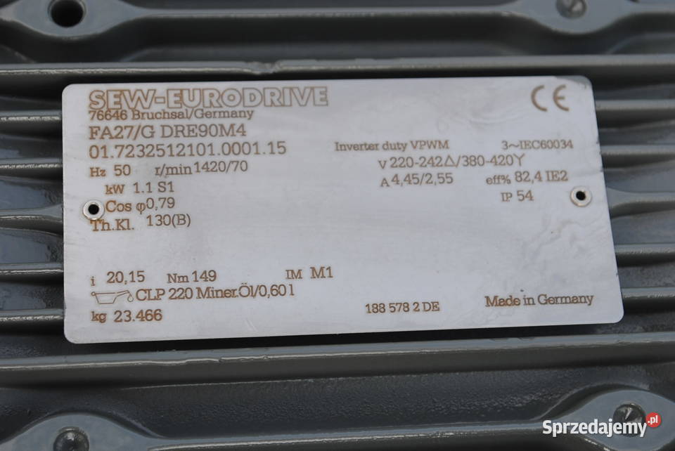 Motoreduktor 11kw 70obrmin Firmy SEW Kargowa