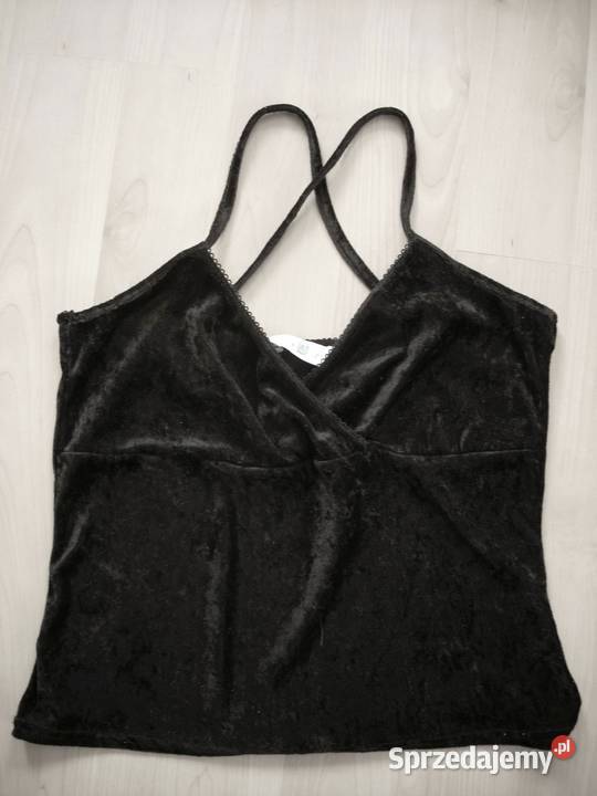 LOOK czarny Welurowy Top Bluzka 40 Nowy Sącz