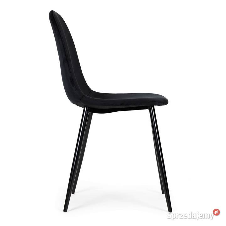 Komplet 4 krzeseł welurowych czarny 85cm Krzesła
