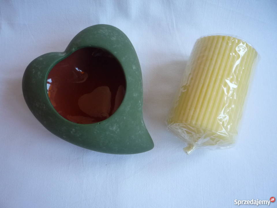 Almi Decor Nowy świecznik zielone serce ceramika Szczecin