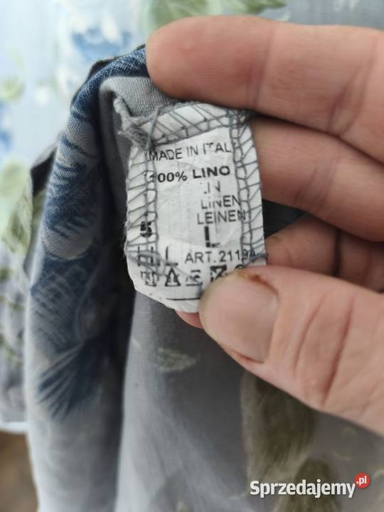 Lniana włoska tunika 46 kwiaty Kasinka Mała