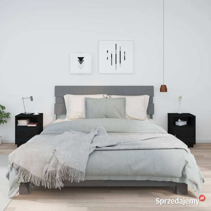 Szafki nocne 2 czarne 40x34x55 lite drewno Warszawa