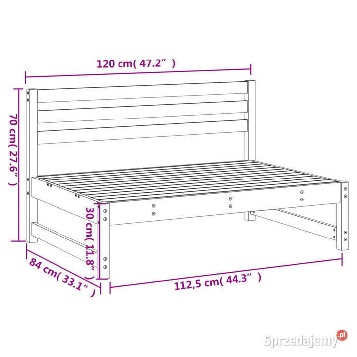 Sofa środkowa do ogrodu 120x80 impregnowane Krzesła ogrodowe Warszawa