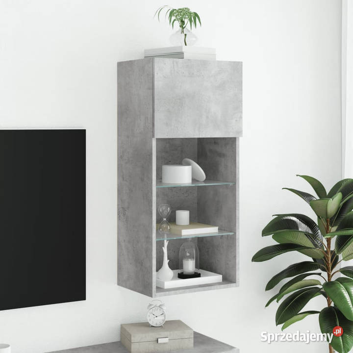 Szafka TV z LED szarość betonu 405x30x90 sprzedam
