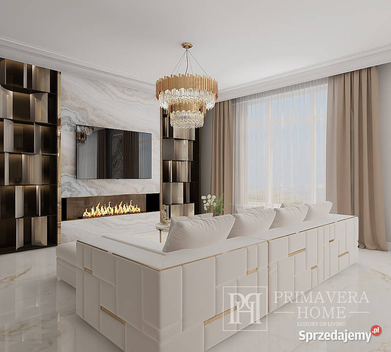 Nowoczesna sofa EMPORIO złota srebrna beżowa