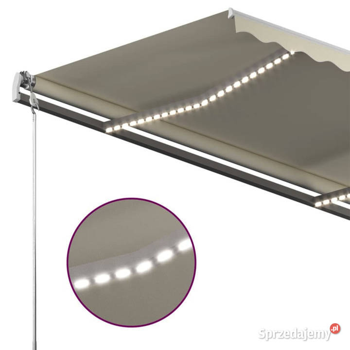 Ręcznie zwijana markiza z LED 400 x 300 kremowa