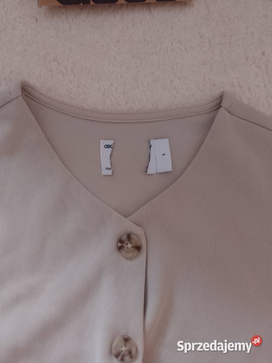 3638 ASOS Design Beżowa kamizelka ołówkowa z Bez wzoru Kraków