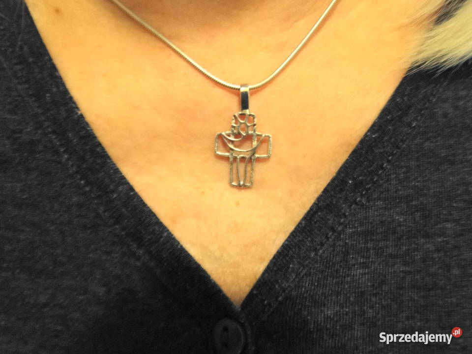 Stary naszyjnik krzyżyk Warmet na łańcuszku Warszawa