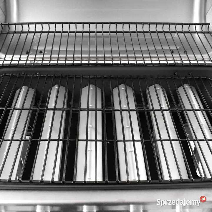 Grill gazowy z 6 palnikami czarnosrebrny