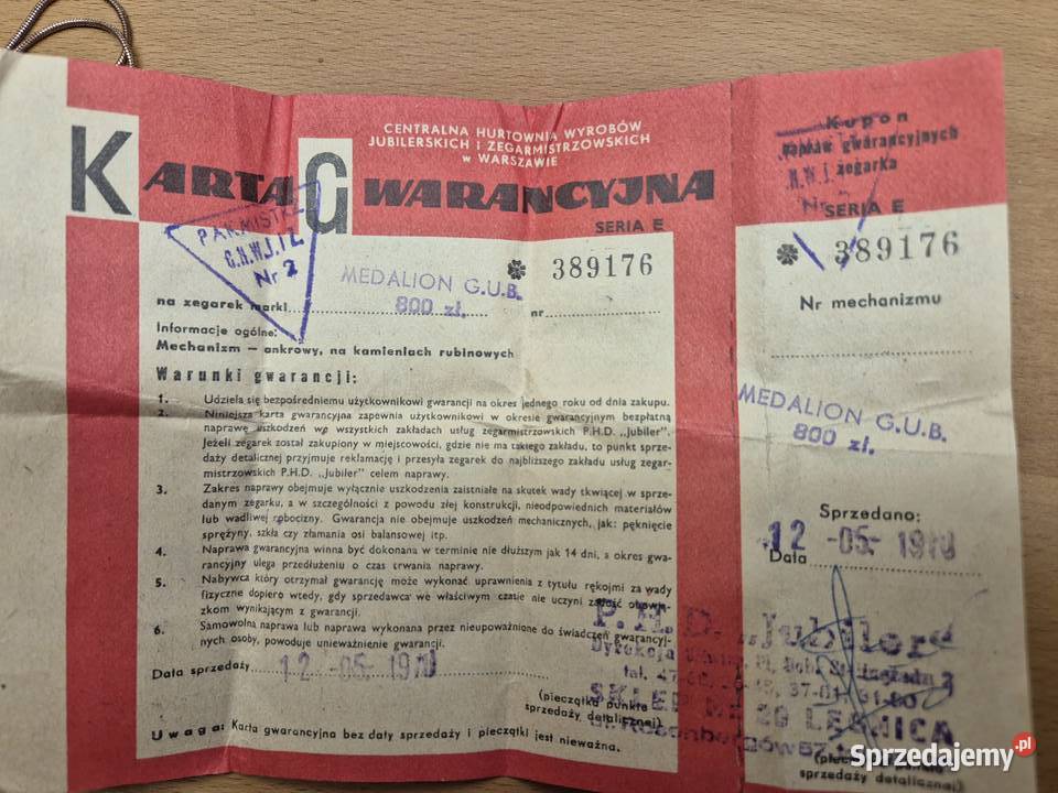 Rzadki unikalny zegarek naszyjnik Glashutte Chorzów sprzedam