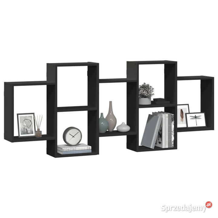 Półka ścienna czarna 159x18x65 materiał Warszawa