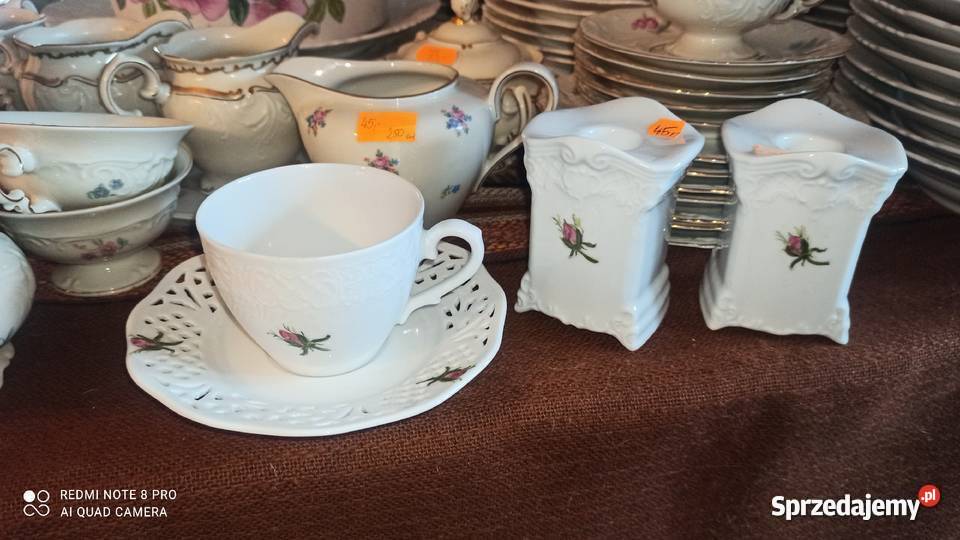 Świecznik Biała porcelana z różyczką Gdańsk