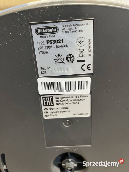DeLonghi Frytkownica FS3021 regulowany termostat Tuliszków sprzedam