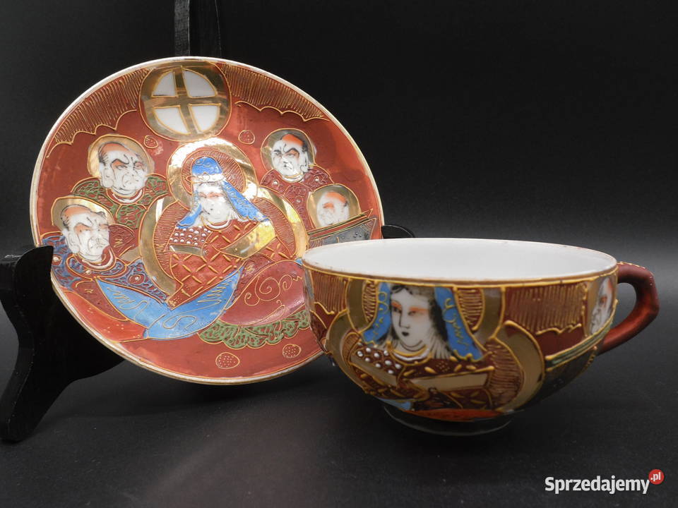 Japońska filiżanka ze spodkiem w stylu Satsuma Raszków sprzedam