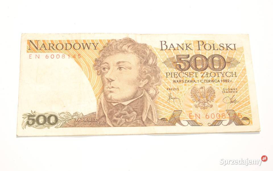 Stary banknot 500 złotych Kościuszko 1982 antyk Numizmatyka śląskie Cieszyn