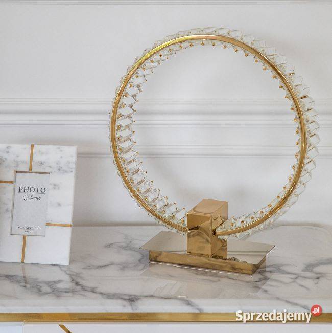 Lampa stołowa kryształowa ring złota lampa nocna Warszawa sprzedam