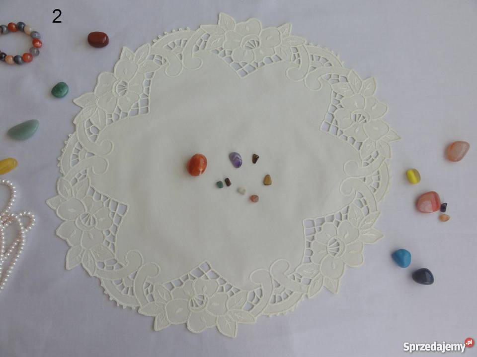 Serwetki kolorowe ecri wyszywane haft Richelieu odcienie żółtego Lublin sprzedam