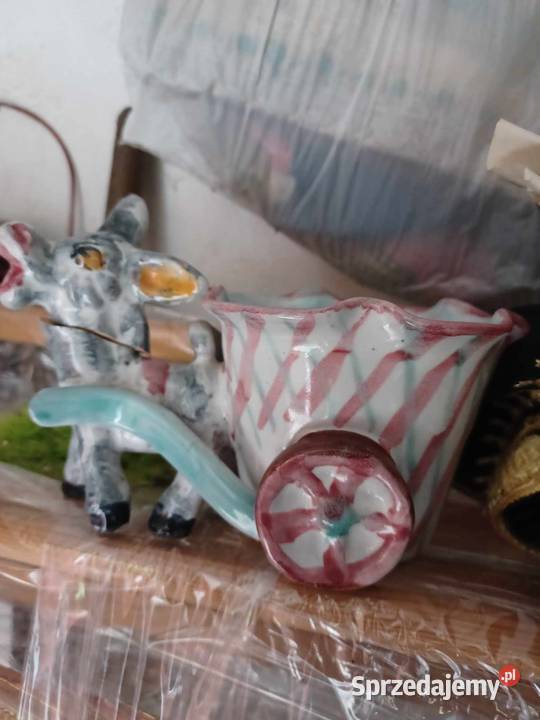Ceramiczna FIGURKA OSIOŁKA CIĄGNACEGO WÓZ Wrocław