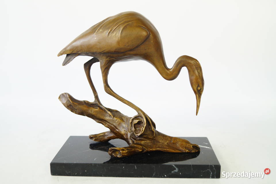 Figura z brązu czapla żuraw rzeźba prezent Gizałki