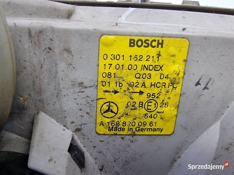 LAMPA LEWA PRZÓD MERCEDES A KLASA W168 Lipno sprzedam