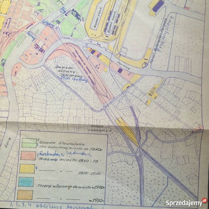 810 Mapa Rozwój Przestrzenny Szczecina do 1910 Antykwariat Szczecin