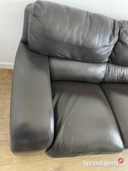 Komplet skórzany rozkładana kanapa i fotel Komplety wypoczynkowe Józefosław