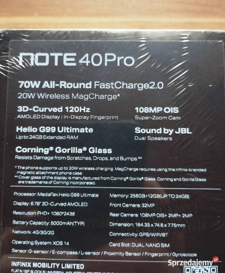 NOwy Smartfon INFINIX Note 40 Pro 12256 678 Bydgoszcz