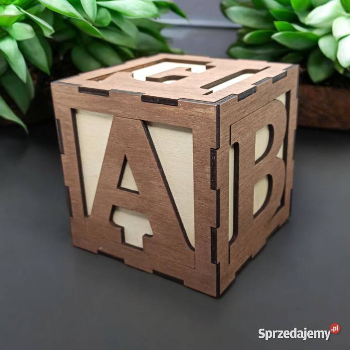 Duża Drewniana Kostka Edukacyjna z Alfabetem niebieski Warszawa sprzedam