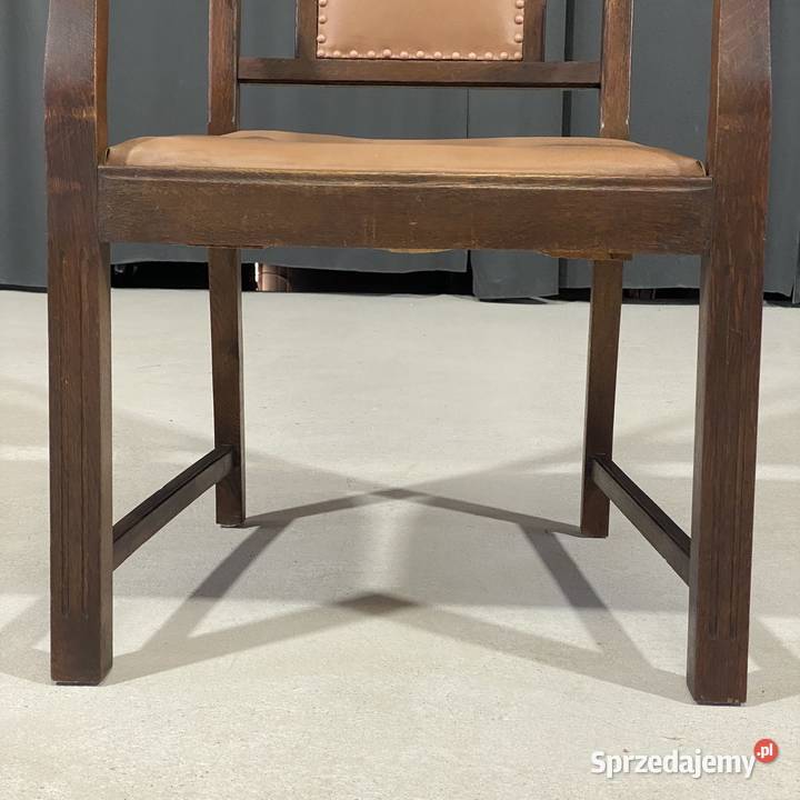 Stylowy fotel dębowy ze skórą elegancki zachodniopomorskie Budno