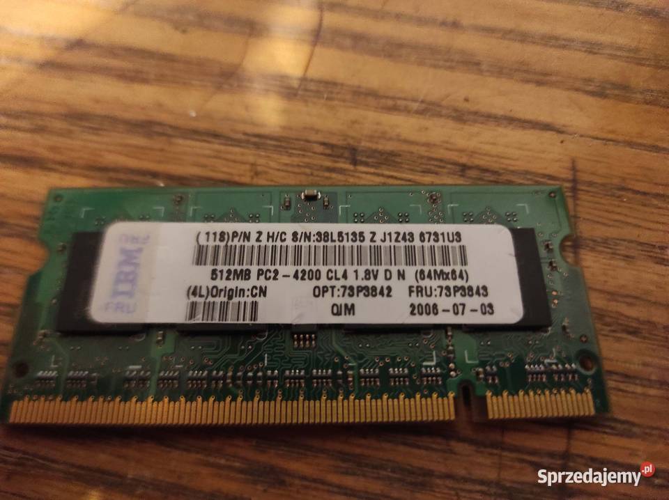 Pamięć DDR2 512MB IBM do notebooka Lublin