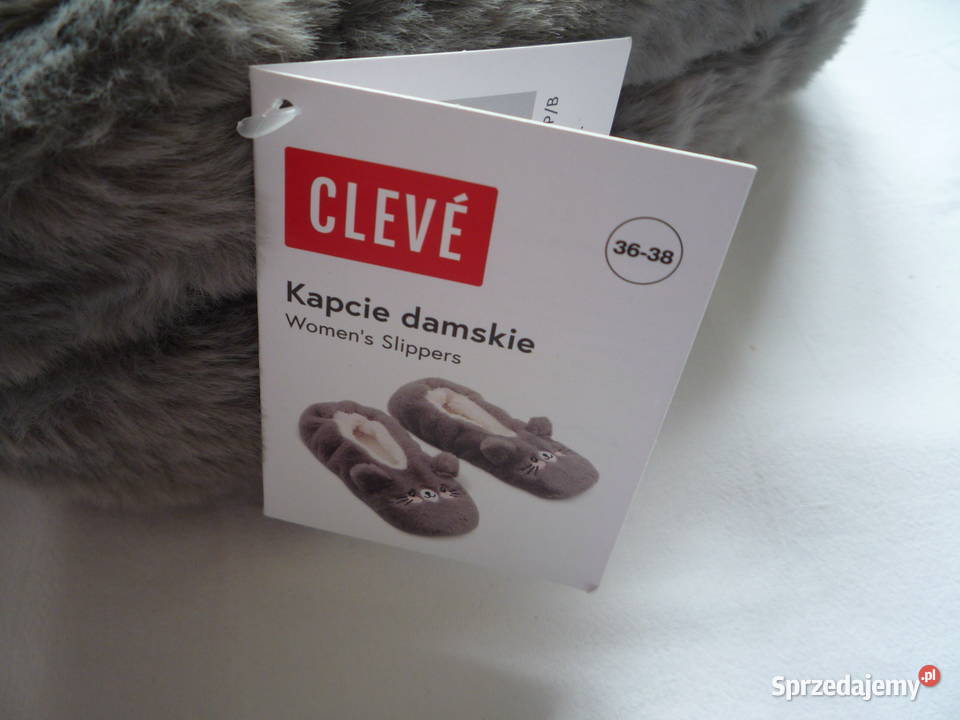 Nowe Cleve 363738 Nowe Szare Kapcie damskie Szczecin sprzedam
