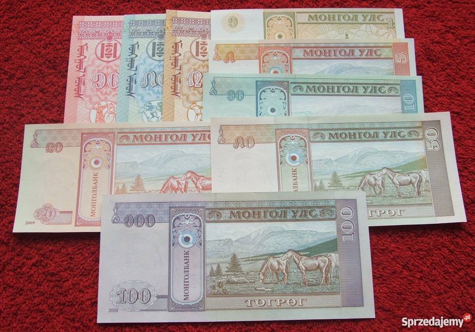 MONGOLIA Kolekcjonerskie Banknoty Zestaw 9 sztuk śląskie Katowice