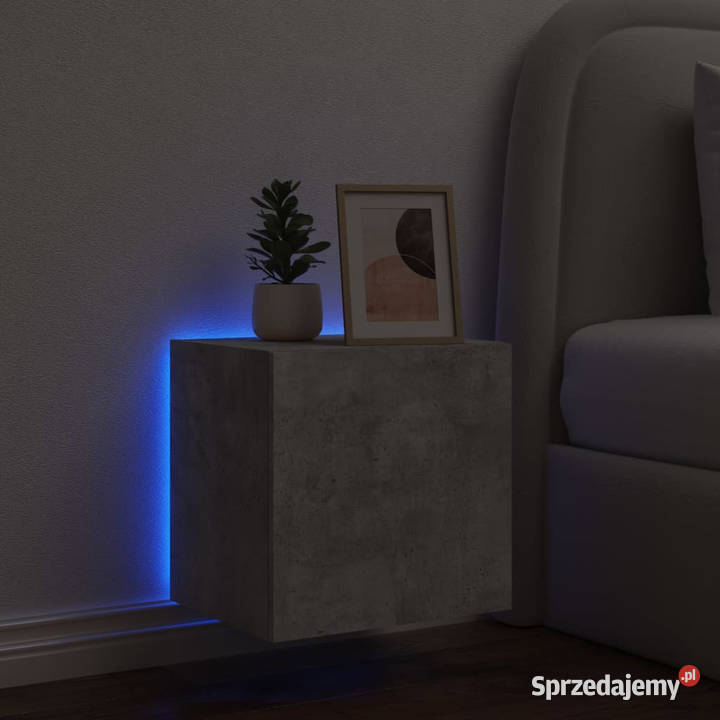 Ścienna szafka TV z LED szarość betonu 405x35x40 Warszawa