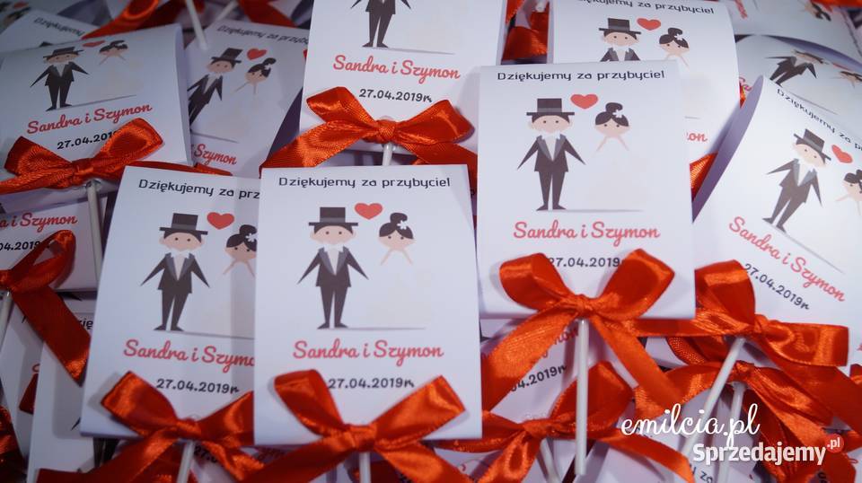 Lizaki podziękowanie gości Ślub Wedding Czerwony Zielona Góra