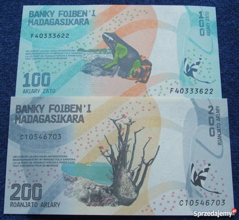 MADAGASKAR NEW Kolekcjonerskie Banknoty Zestaw - 2 szt. UNC