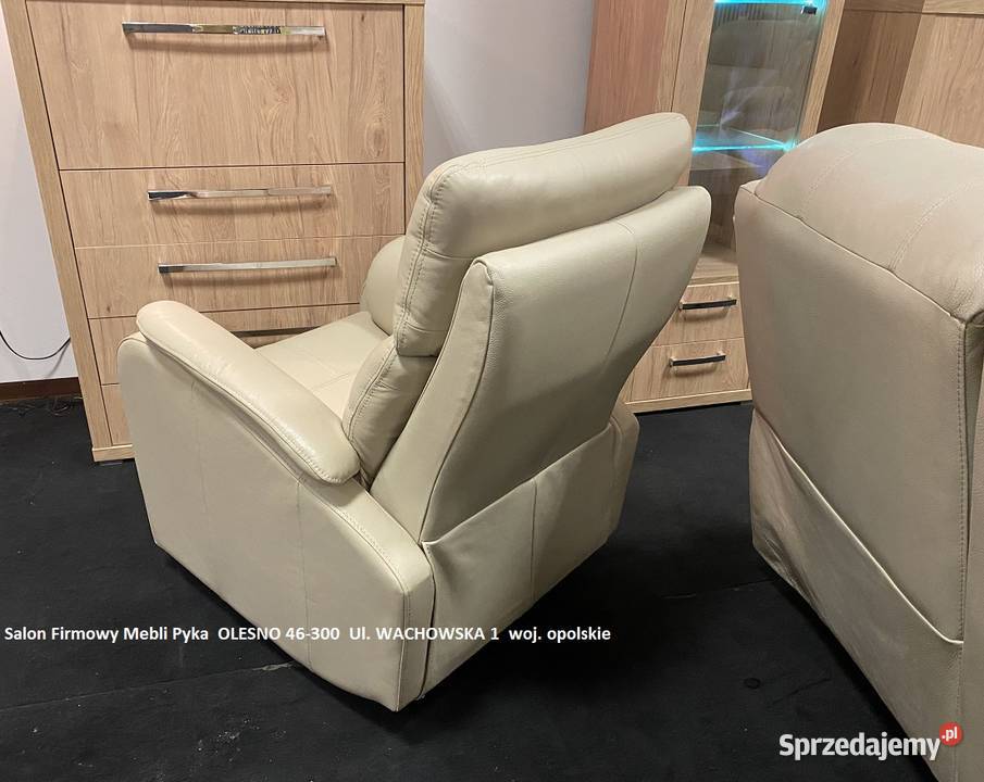 Nowy Fotel 80 RELAX Bujany Obrotowy SKÓRA Outlet Olesno