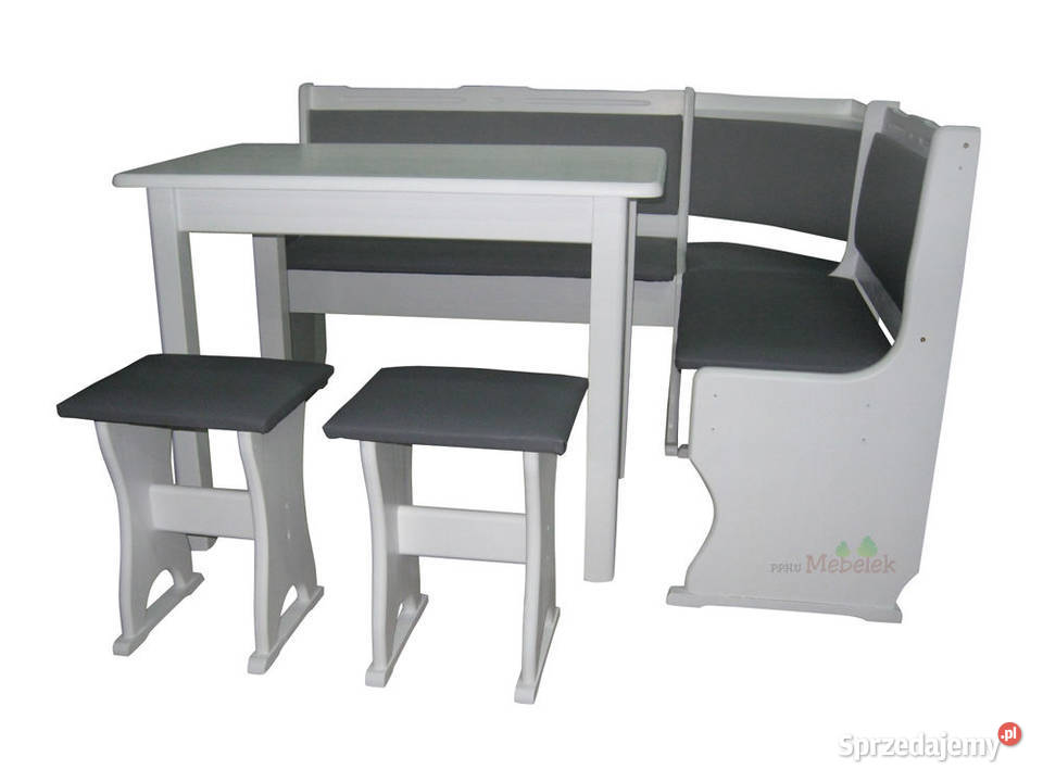 NAROŻNIK KUCHENNY BIAŁY ZESTAW ŁAWA NAROŻNA 10 150cm Komplety mebli Jordanów