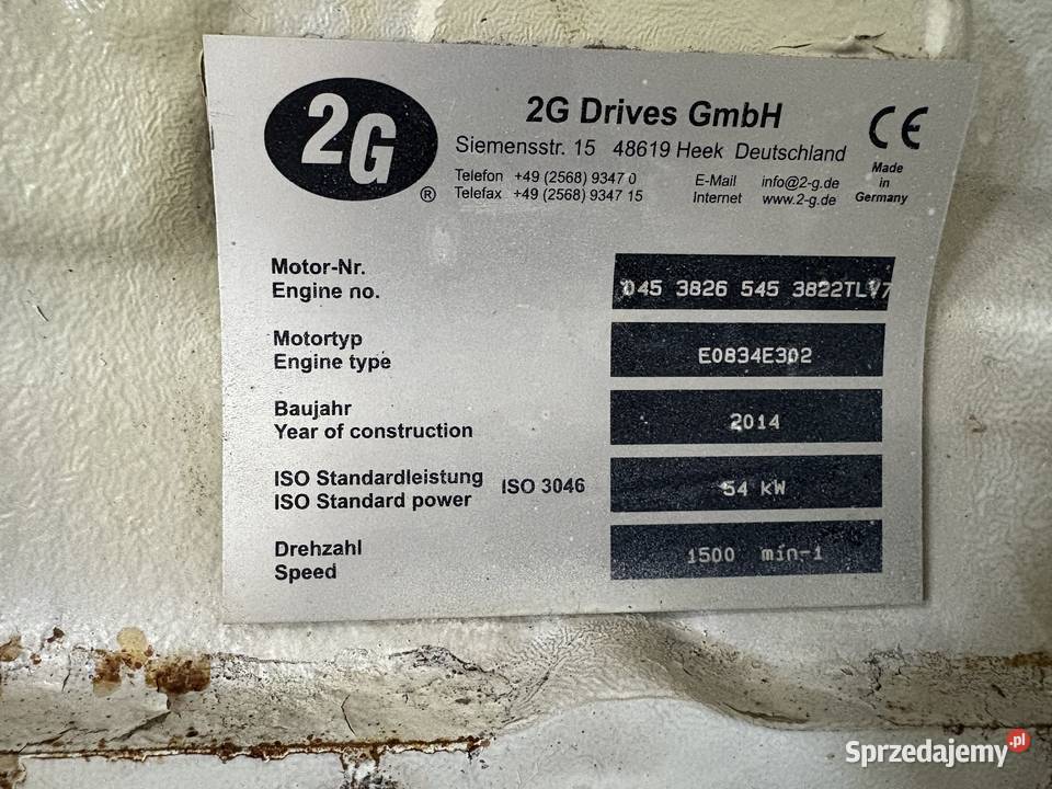 Kogenerator Generator 56KW na części silnik MAN Aleksandrów Kujawski sprzedam